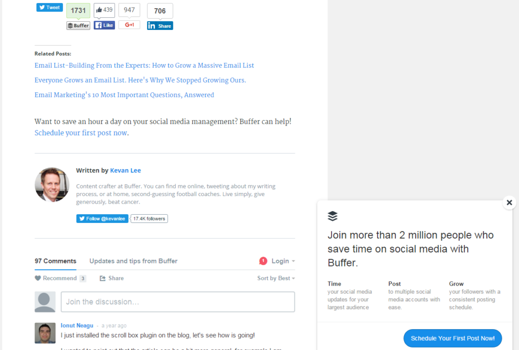 Buffer slideup