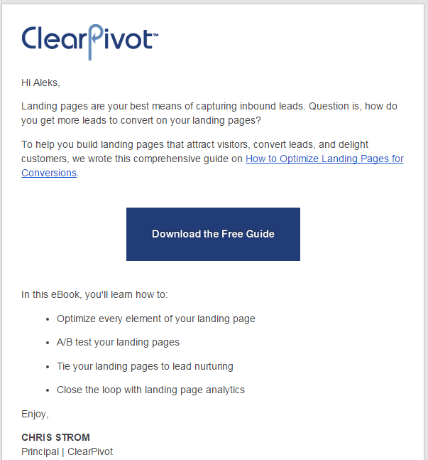 example of a personalized marketing email