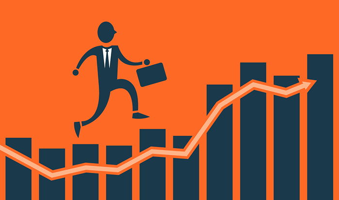 business man and bar graph