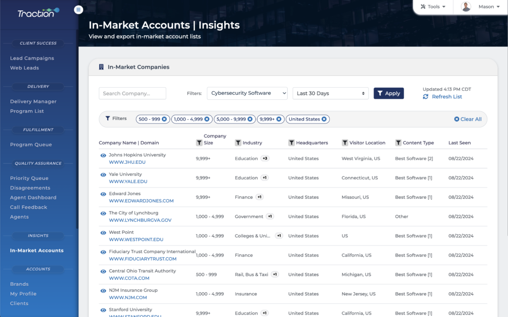 Traction Insights Interface